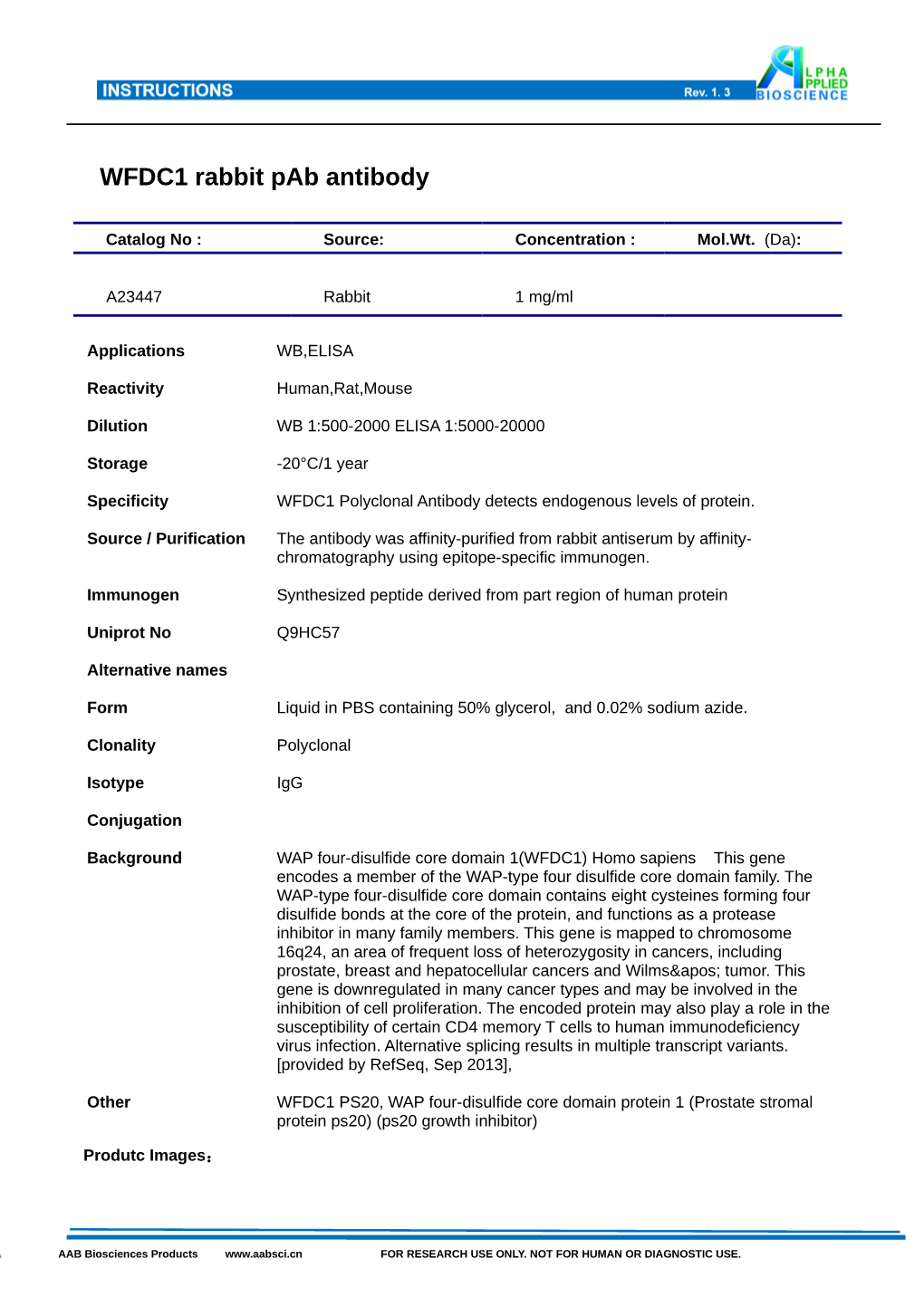 WFDC1 Rabbit Pab Antibody