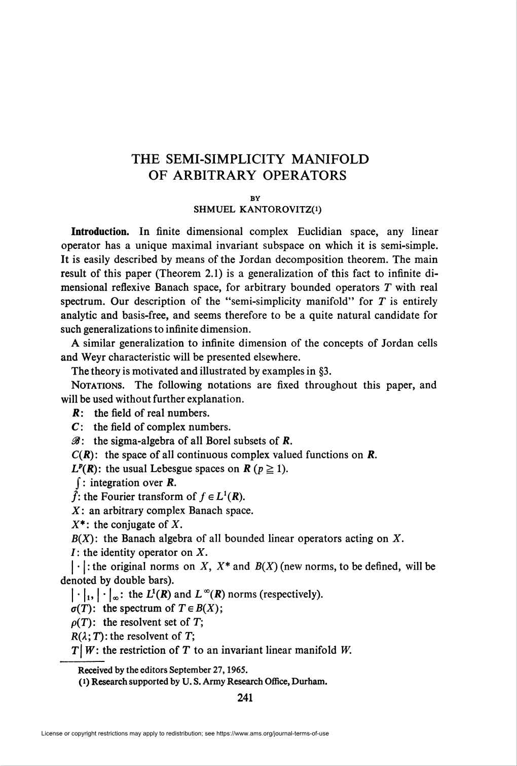 The Semi-Simplicity Manifold of Arbitrary Operators