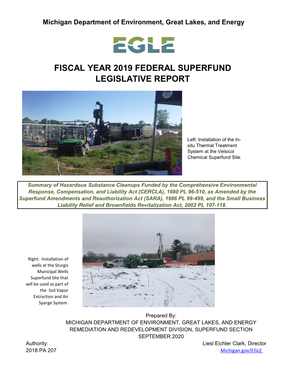 Michigan Federal Superfund Program Legislative Report for FY 2019