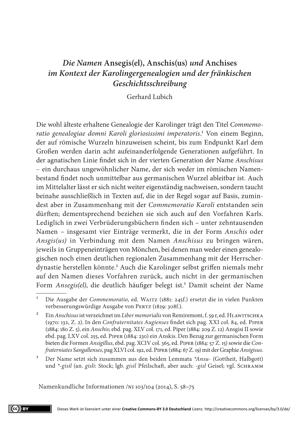 Und Anchises Im Kontext Der Karolingergenealogien Und Der Fränkischen Geschichtsschreibung Gerhard Lubich