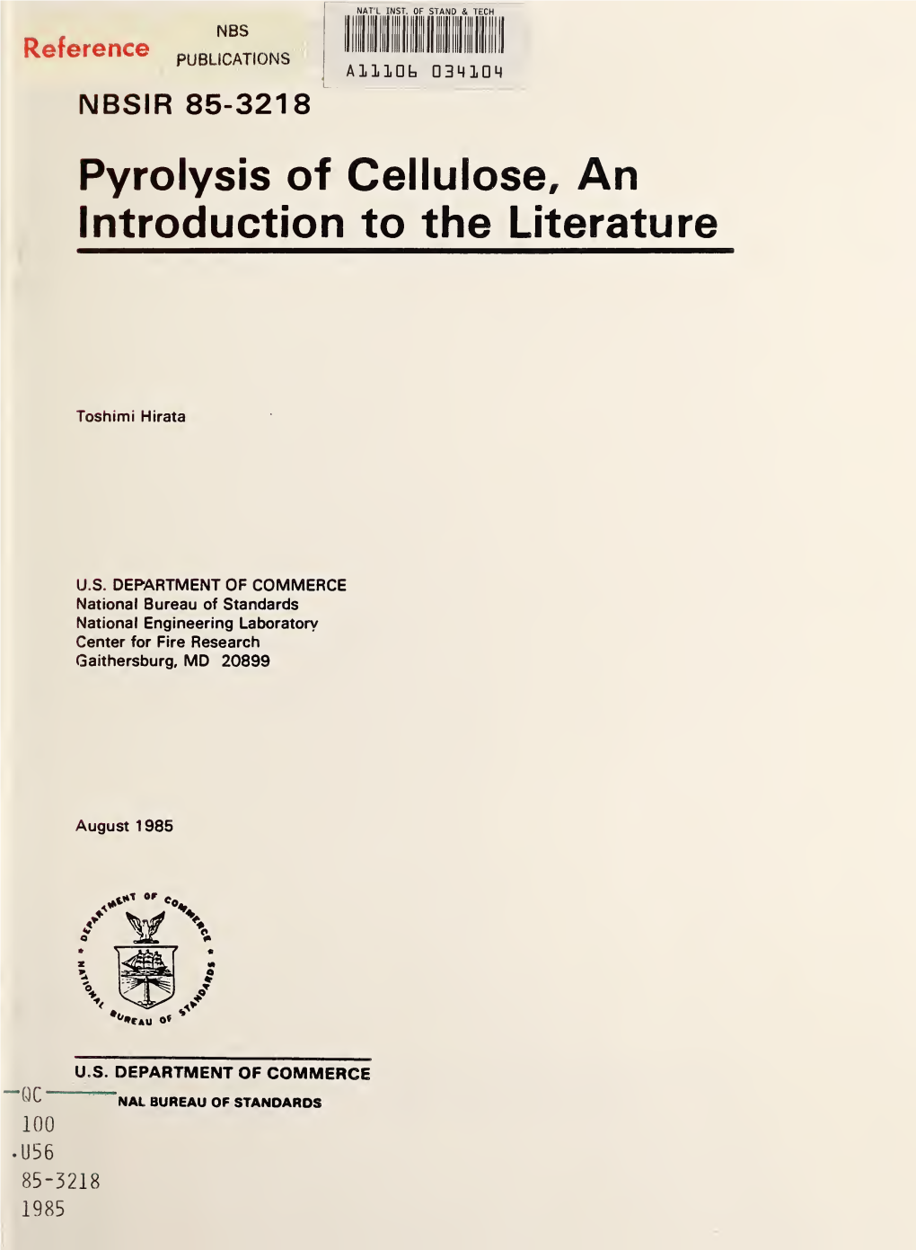 Pyrolysis of Cellulose, an Introduction to the Literature