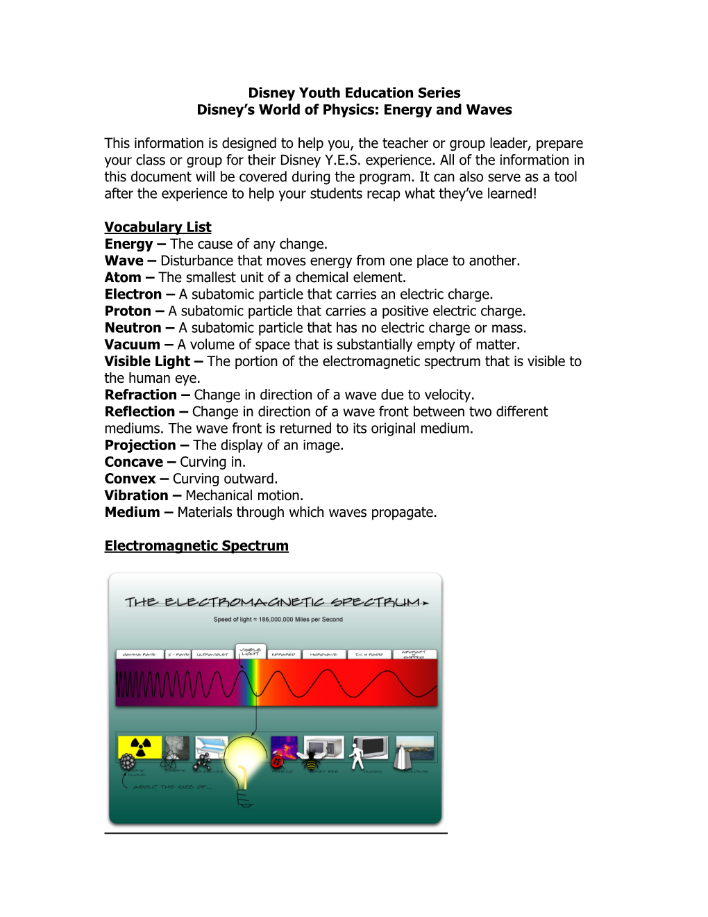 Disney Youth Education Series Disney’S World of Physics: Energy and Waves