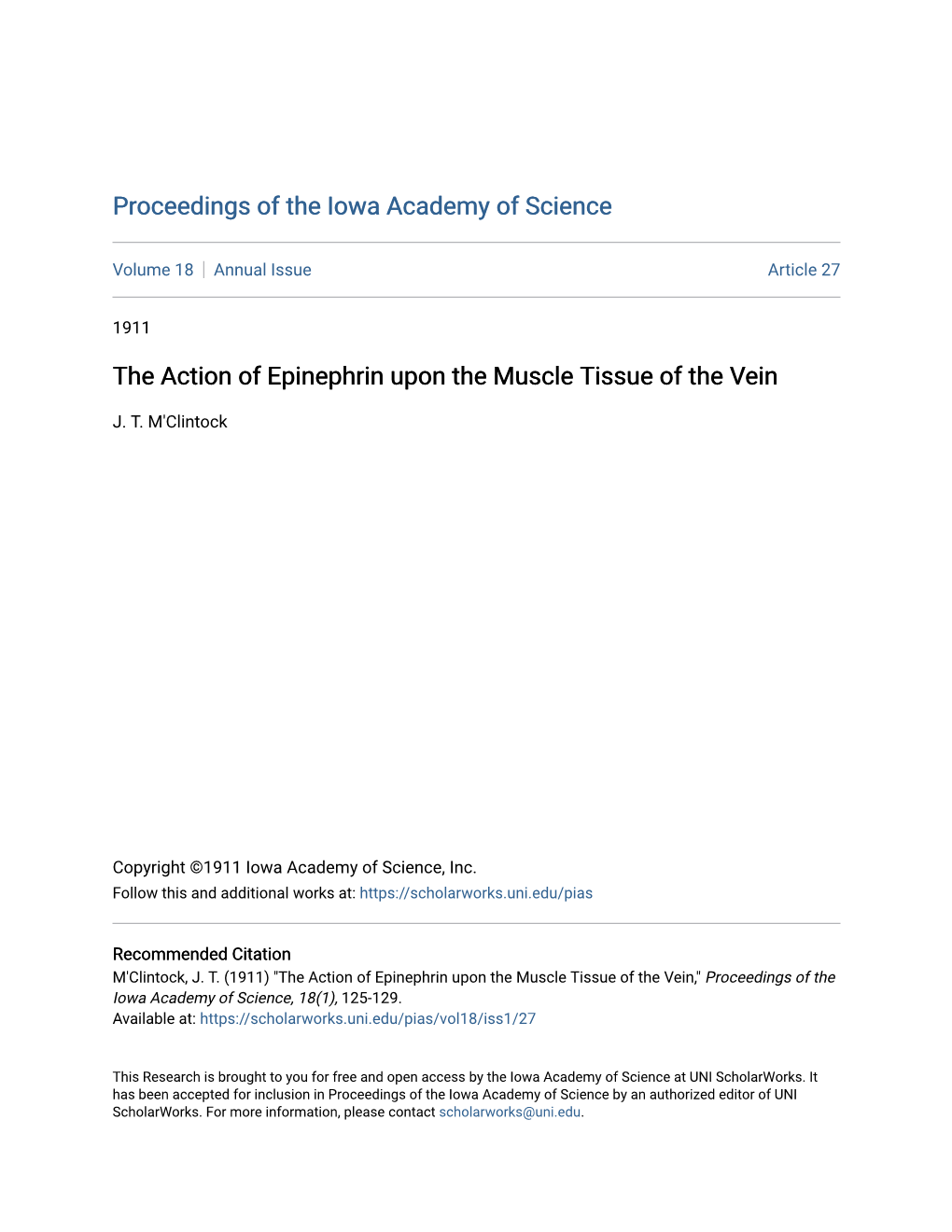 The Action of Epinephrin Upon the Muscle Tissue of the Vein