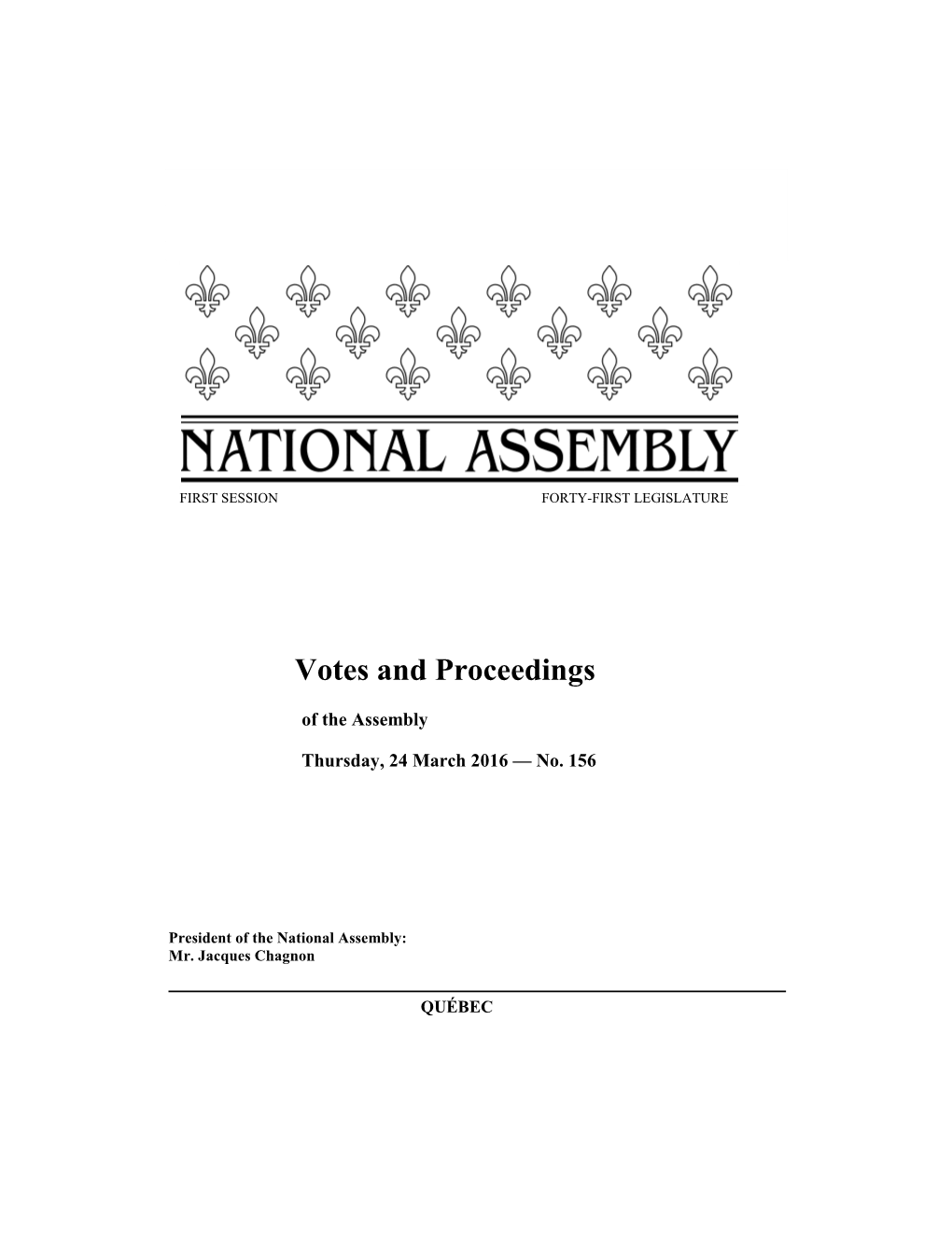 Votes and Proceedings of the Assembly