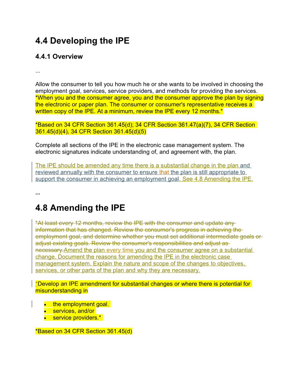 4.4 Developing the IPE