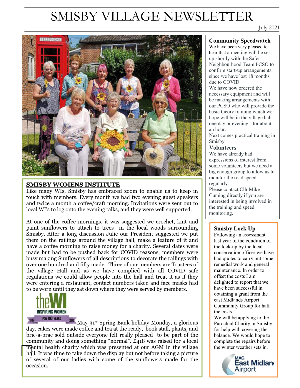 SMISBY VILLAGE NEWSLETTER July 2021