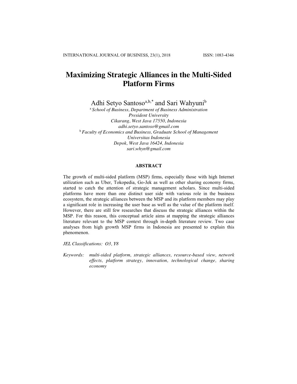 Maximizing Strategic Alliances in the Multi-Sided Platform Firms