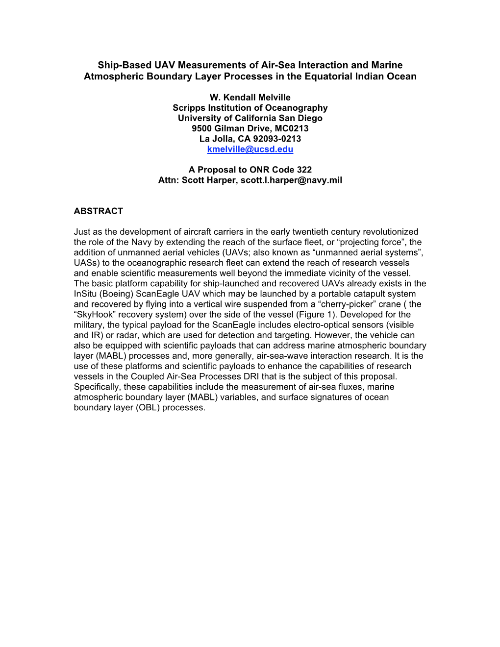 Ship-Based UAV Measurements of Air-Sea Interaction and Marine Atmospheric Boundary Layer Processes in the Equatorial Indian Ocean