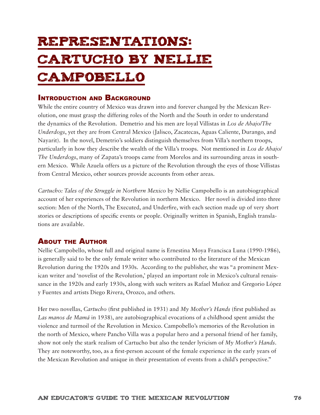 Representations: Cartucho by Nellie Campobello