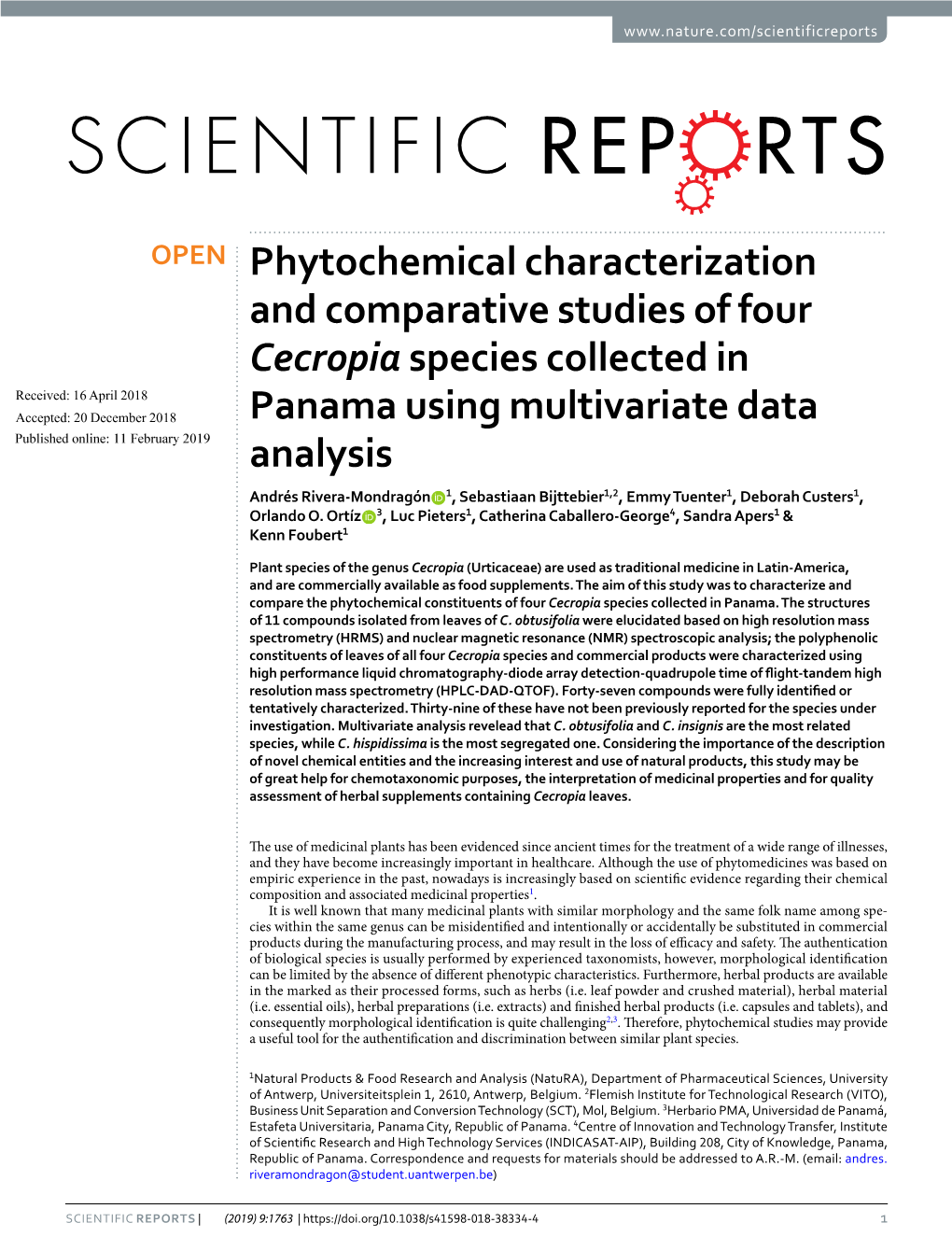 Phytochemical Characterization and Comparative Studies of Four