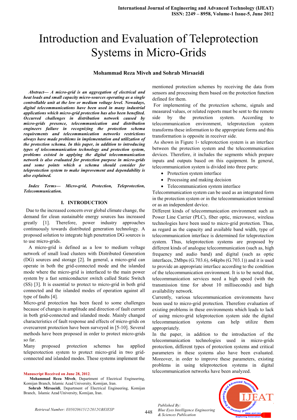 Introduction and Evaluation of Teleprotection Systems in Micro-Grids