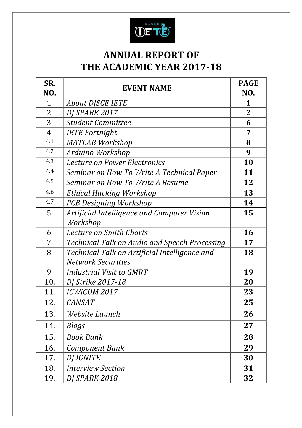 Annual Report of the Academic Year 2017-18 Sr