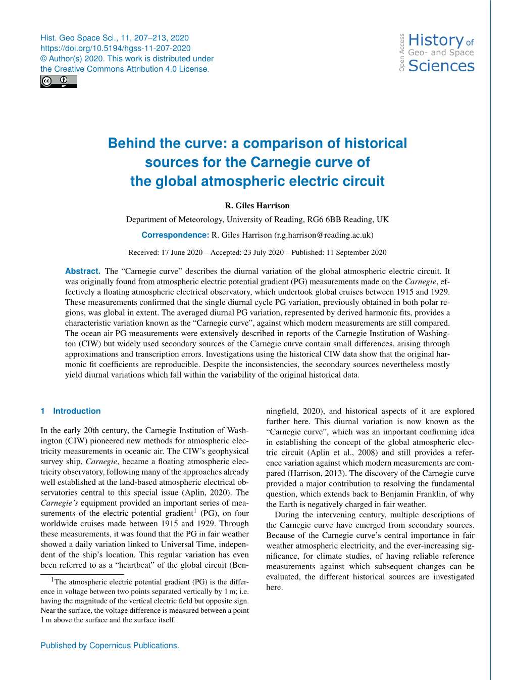 Behind the Curve: a Comparison of Historical Sources for the Carnegie Curve of the Global Atmospheric Electric Circuit