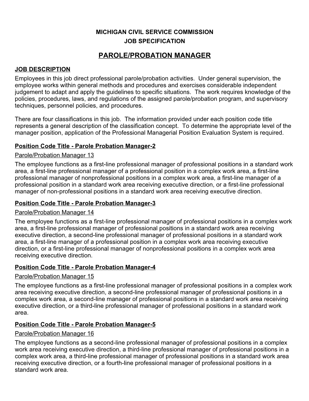 Parole/Probation Manager 13