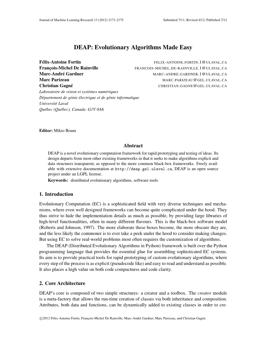 DEAP: Evolutionary Algorithms Made Easy