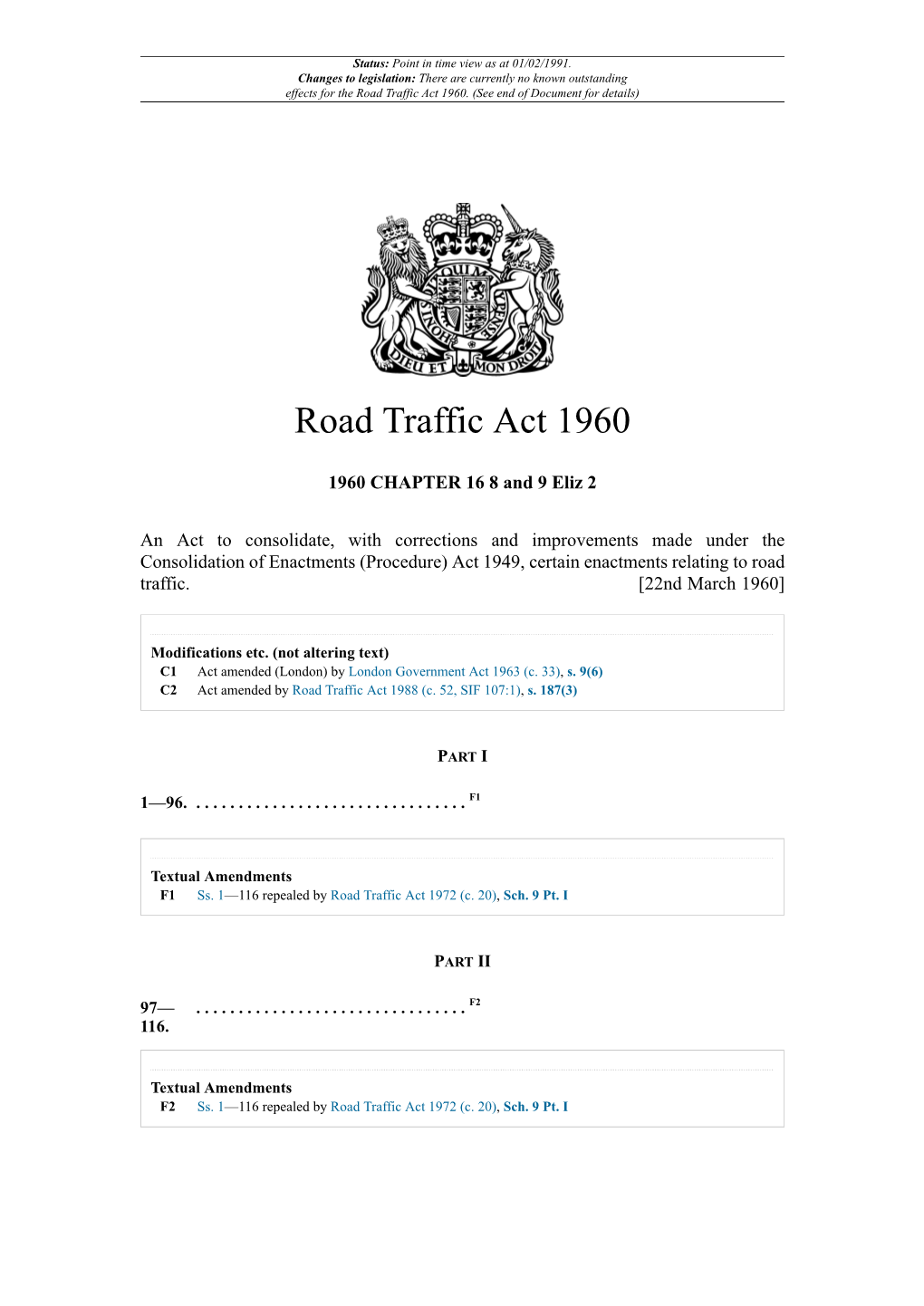Road Traffic Act 1960