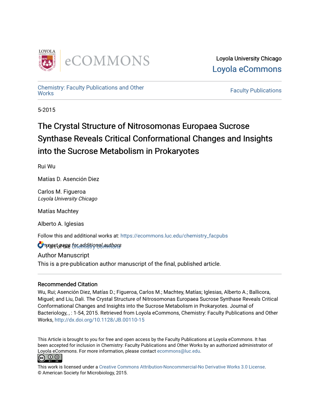 The Crystal Structure of Nitrosomonas Europaea Sucrose Synthase Reveals Critical Conformational Changes and Insights Into the Sucrose Metabolism in Prokaryotes