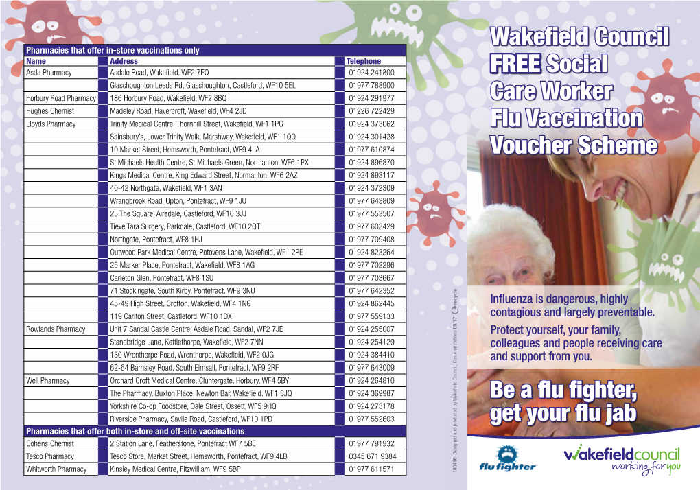 Wakefield Council FREE Social Care Worker Flu Vaccination Voucher