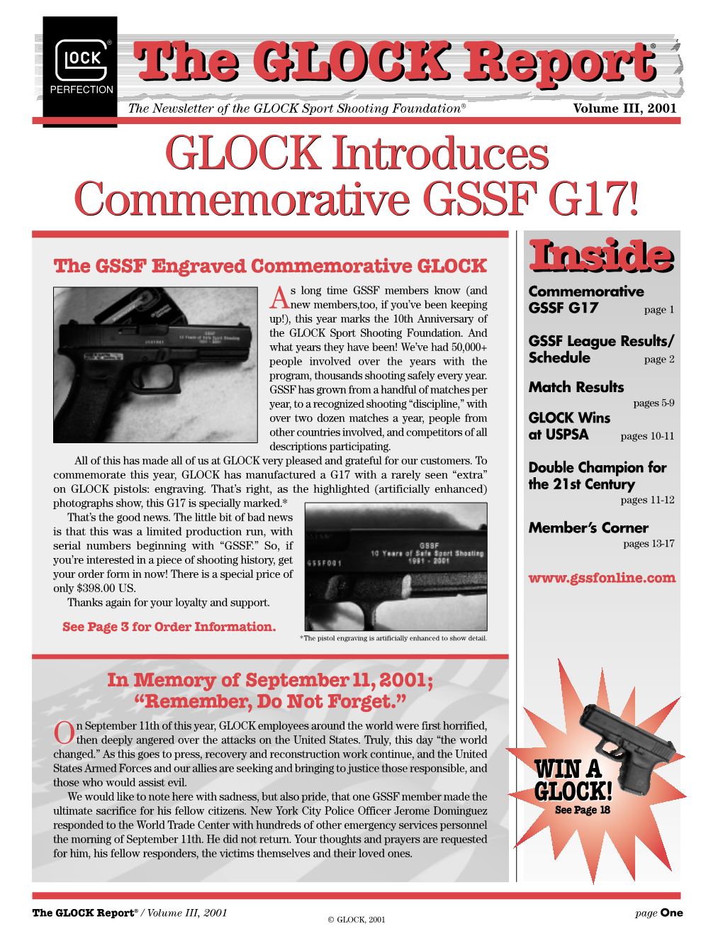 The GLOCK Report® / Volume III, 2001 Page One © GLOCK, 2001 3-Match3-Match Seriesseries Resultsresults