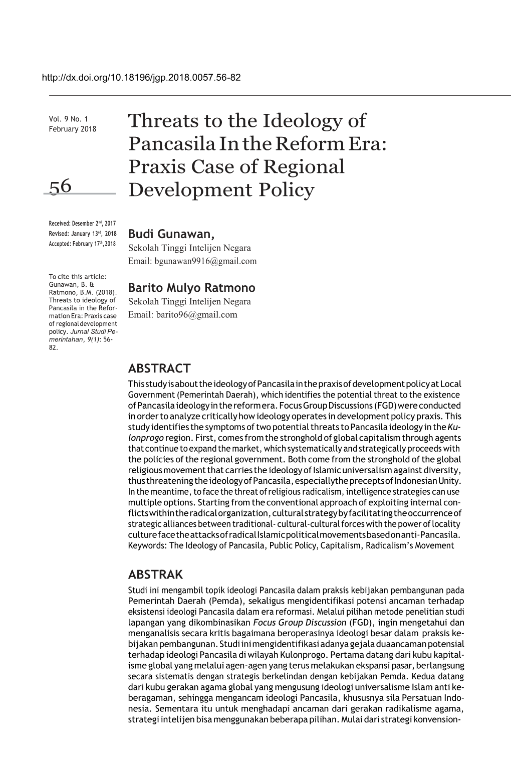 Threats to the Ideology of Pancasila in the Reform