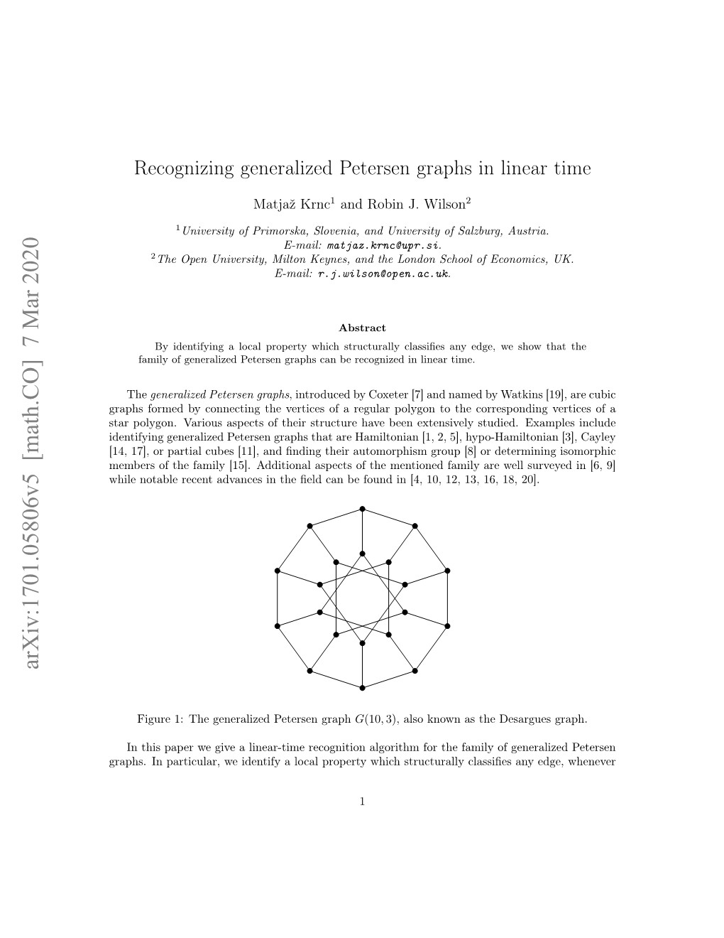 Recognizing Generalized Petersen Graphs in Linear Time