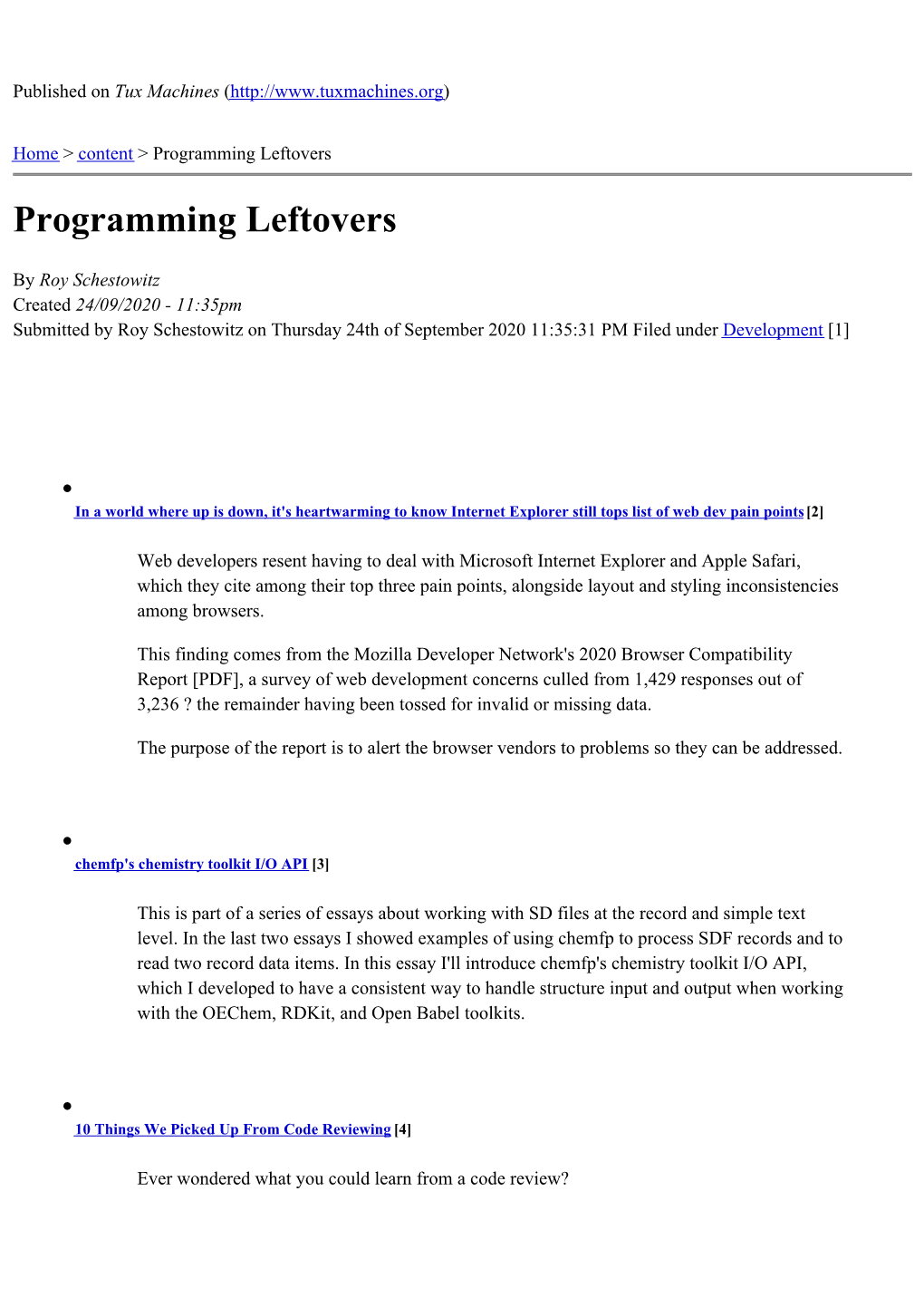 Programming Leftovers