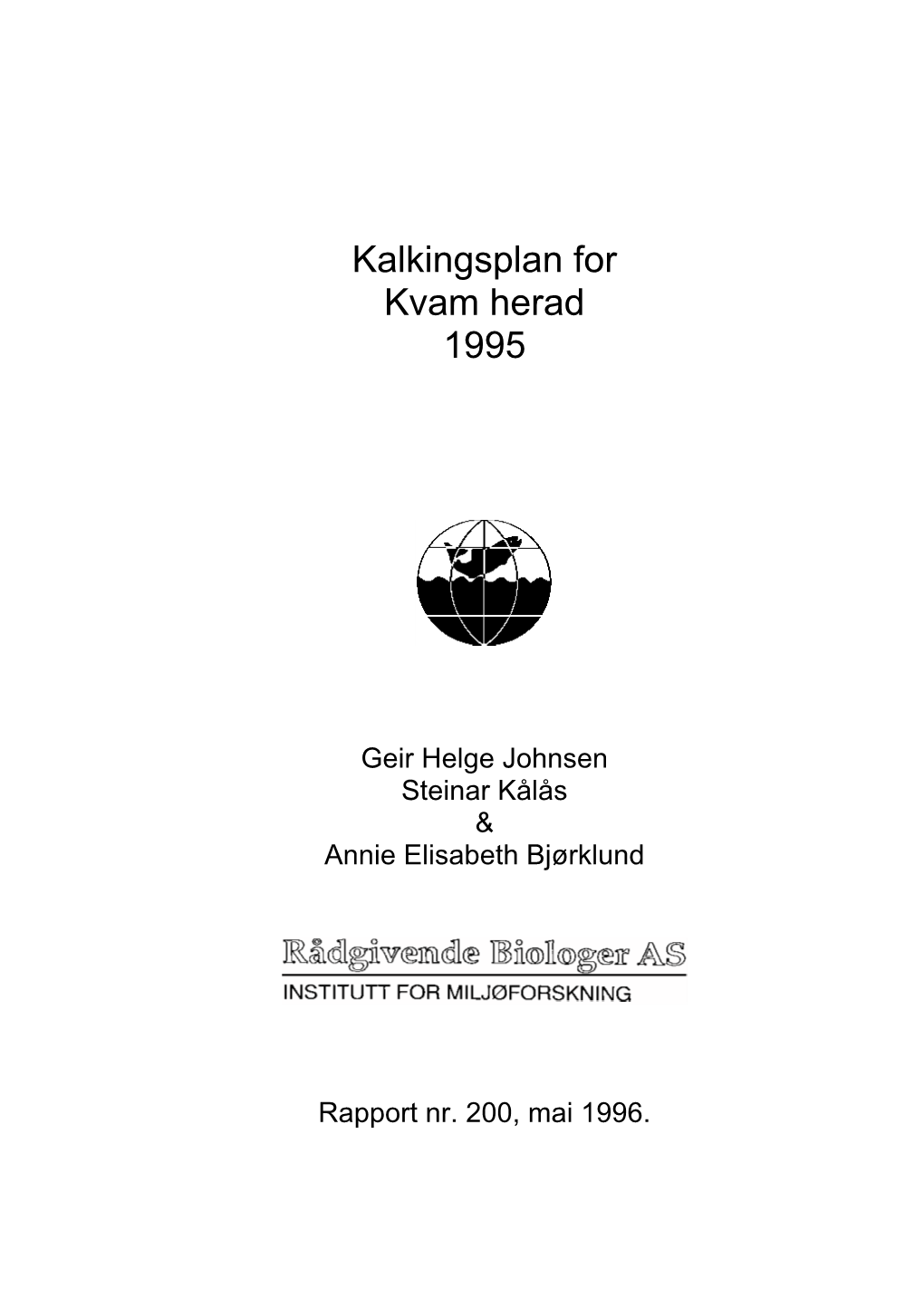 Kalkingsplan for Kvam Herad 1995