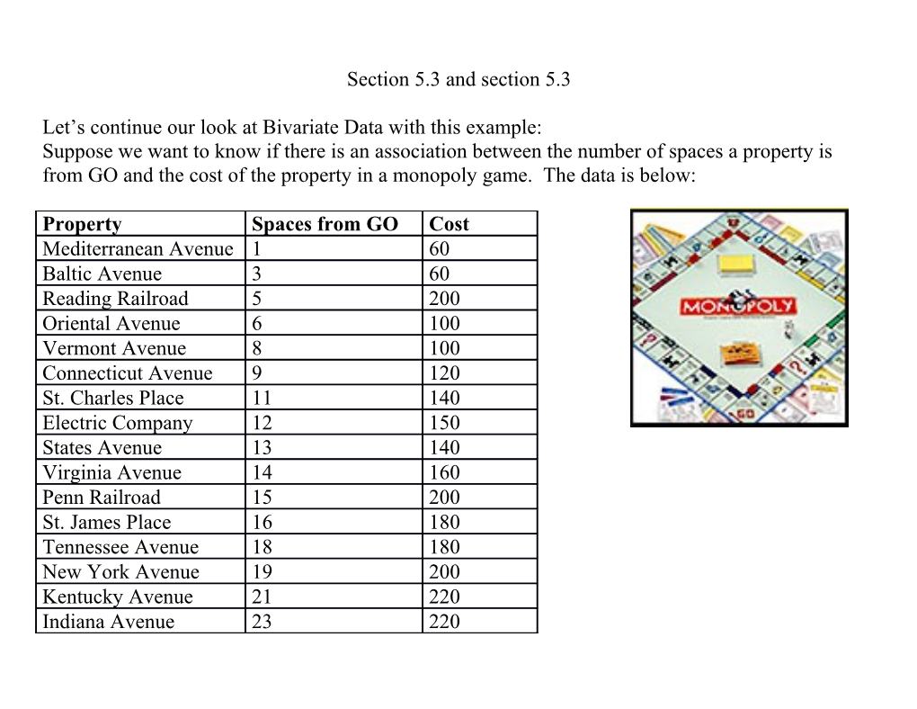 Let S Continue Our Look at Bivariate Data with This Example