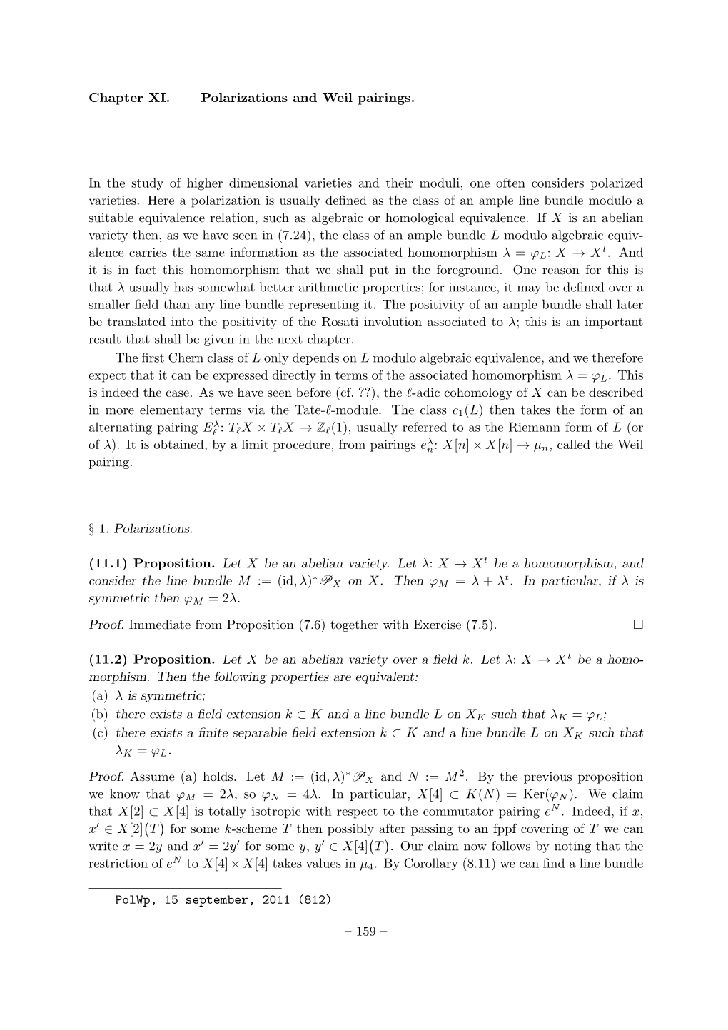 Polarizations and the Weil Pairing