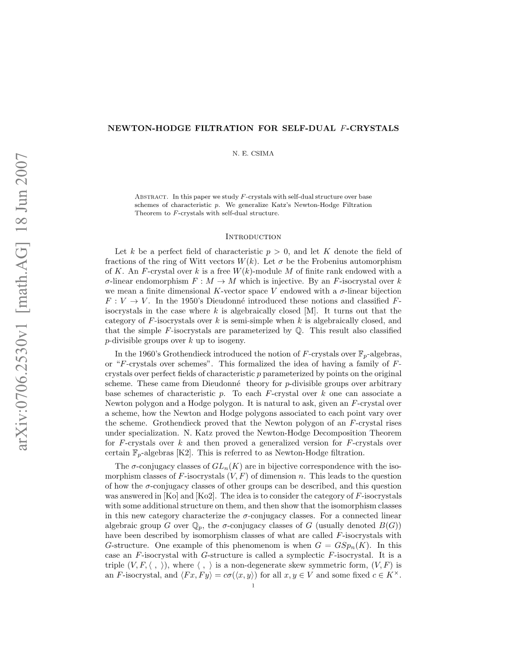 Newton-Hodge Filtration for Self-Dual F-Crystals