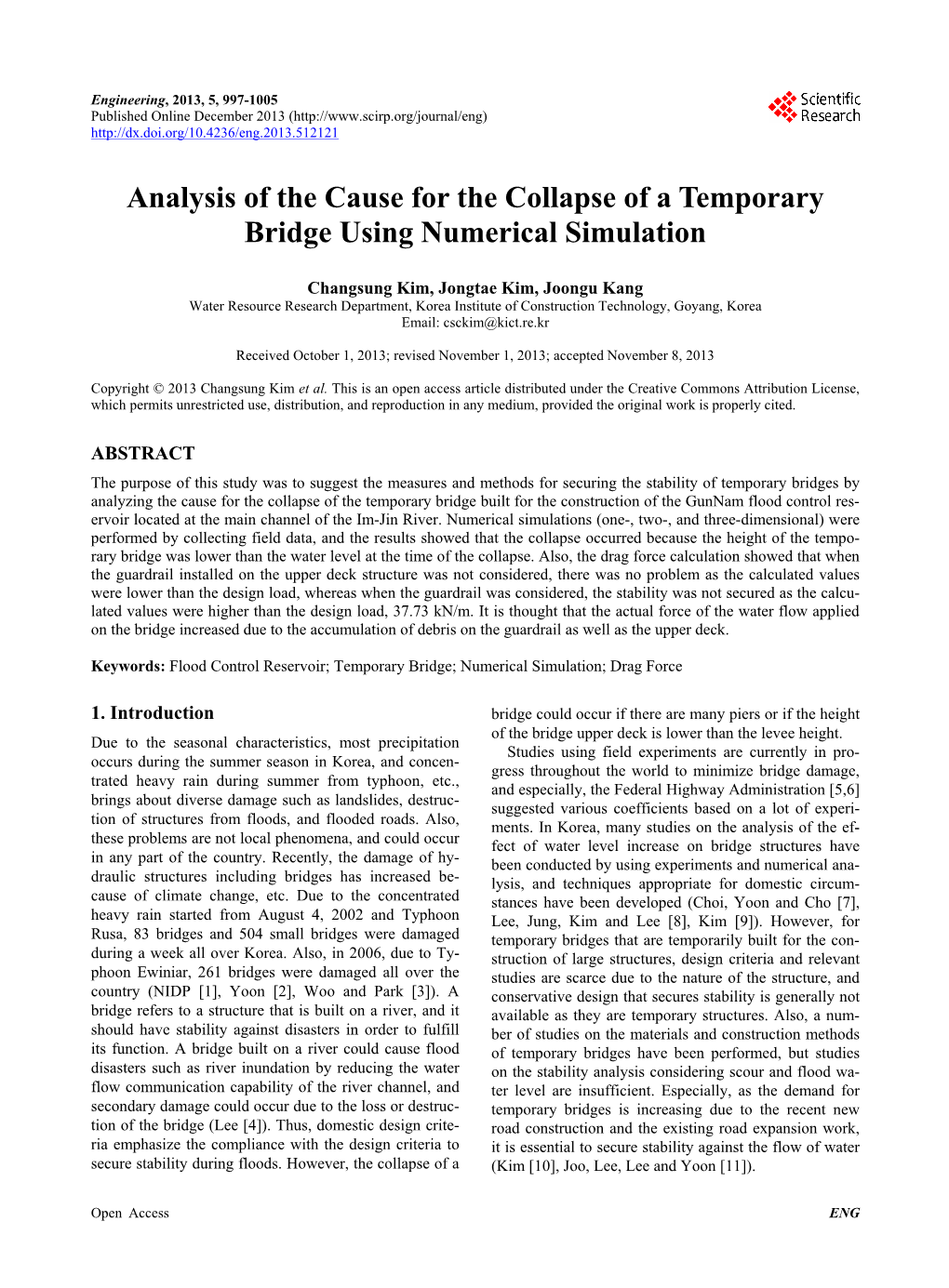 Analysis of the Cause for the Collapse of a Temporary Bridge Using Numerical Simulation