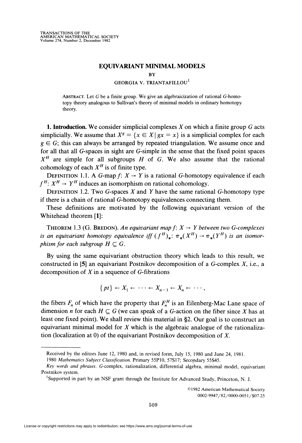 An Equivariant Map F