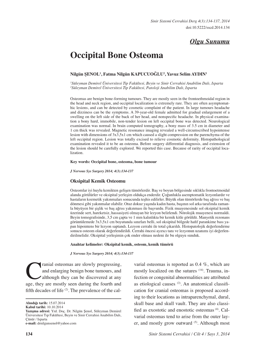 Occipital Bone Osteoma