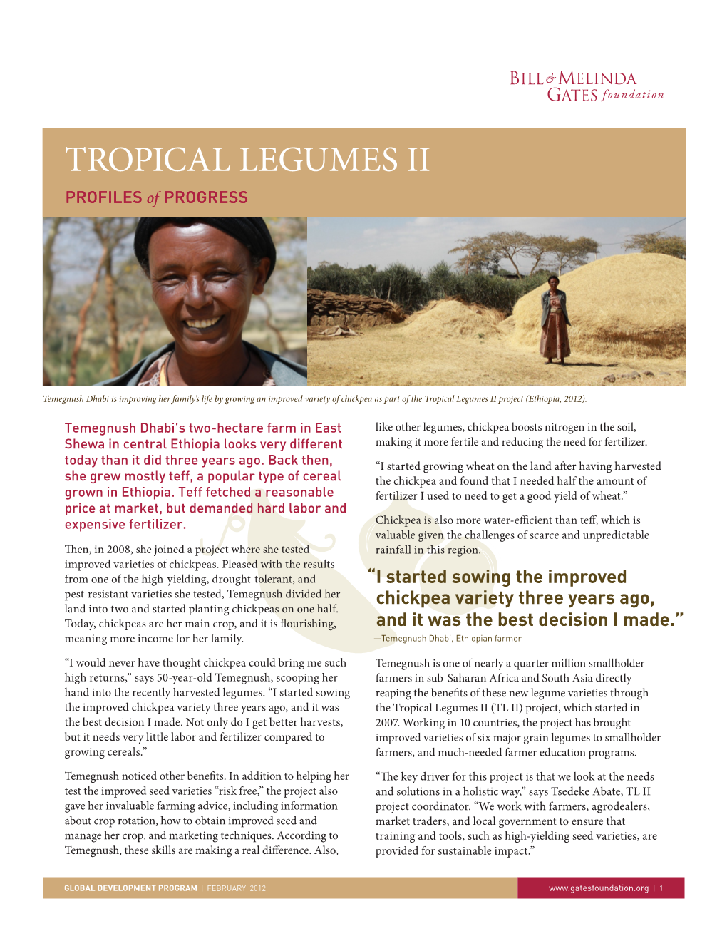 TROPICAL LEGUMES II PROFILES of PROGRESS