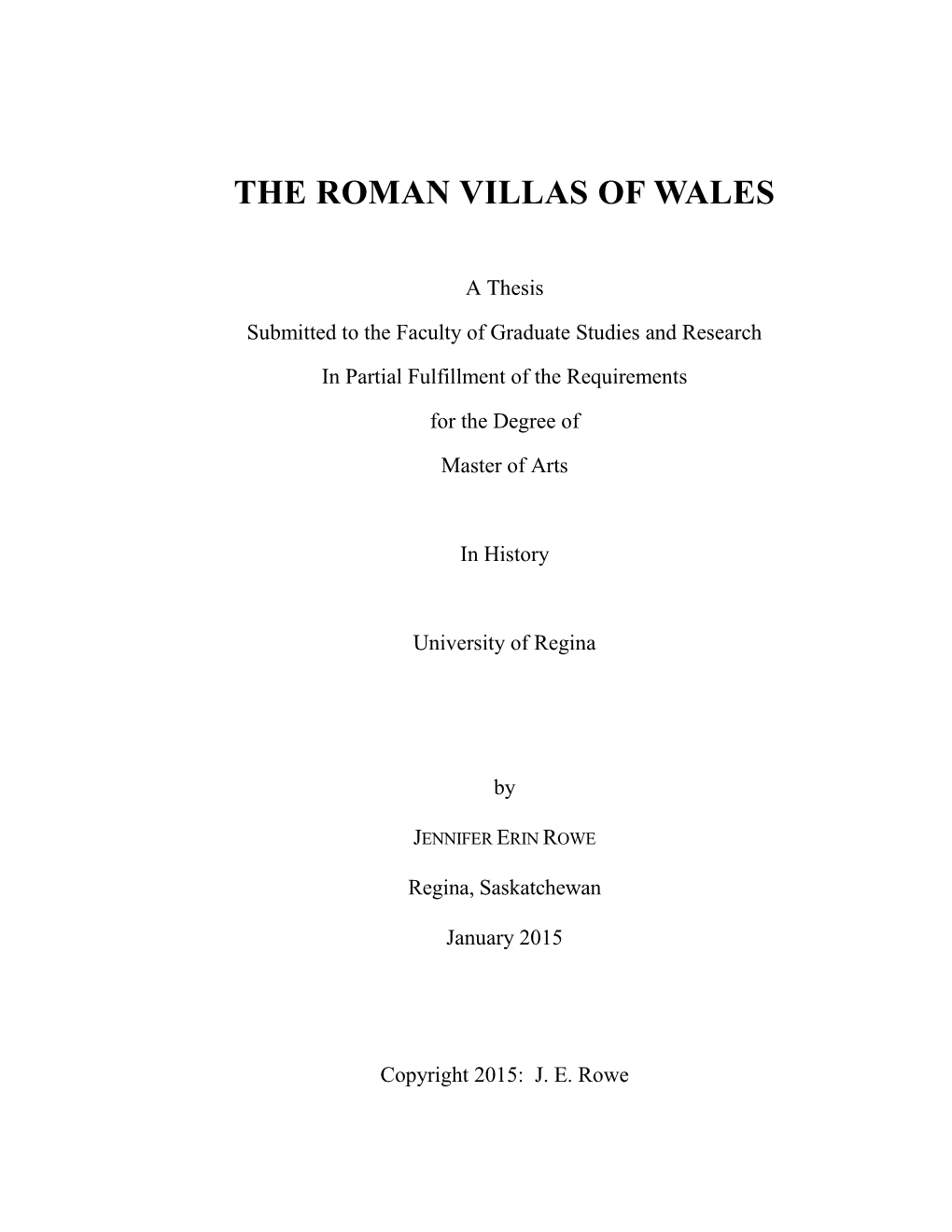 The Roman Villas of Wales