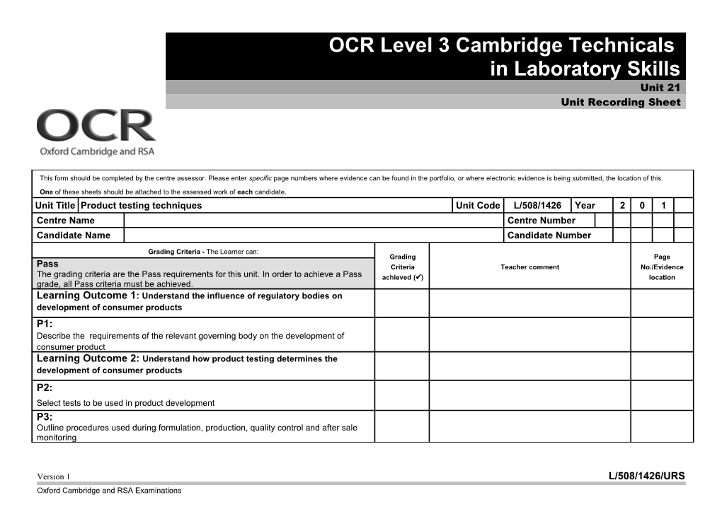 Unit 10 Testing Consumer Products