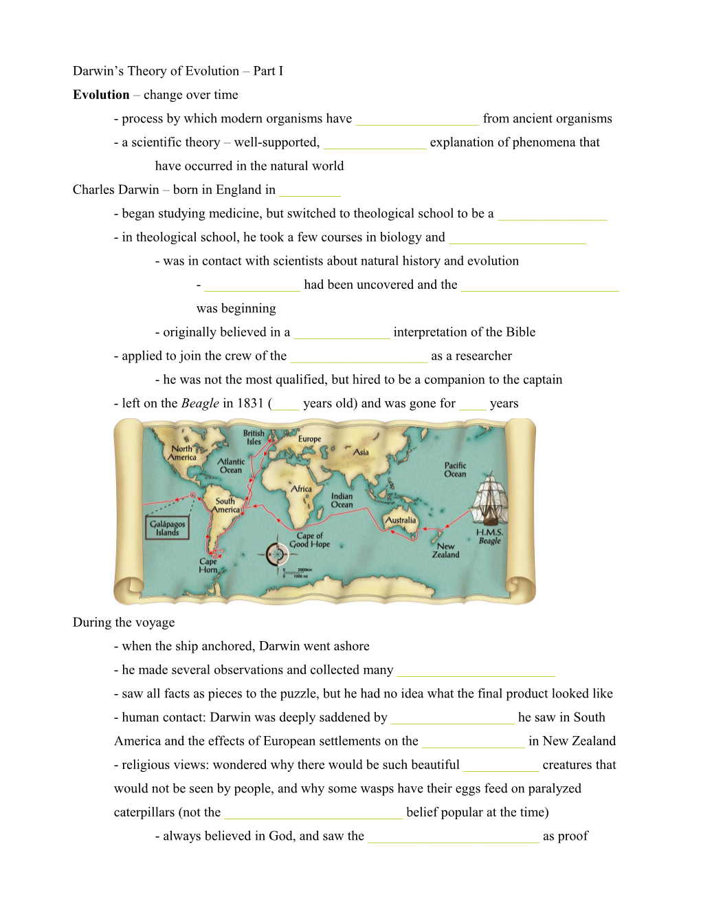 Darwin S Theory of Evolution Part I