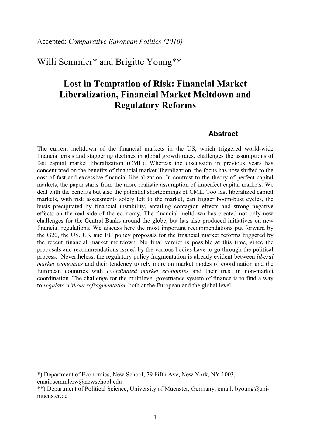 Semmler Young Financial Market Liberalization