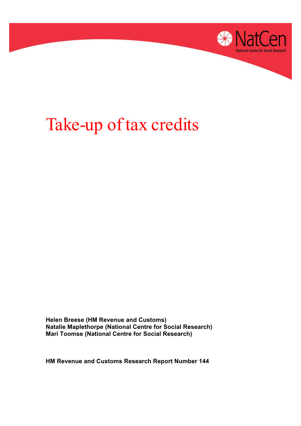 Take-Up of Tax Credits