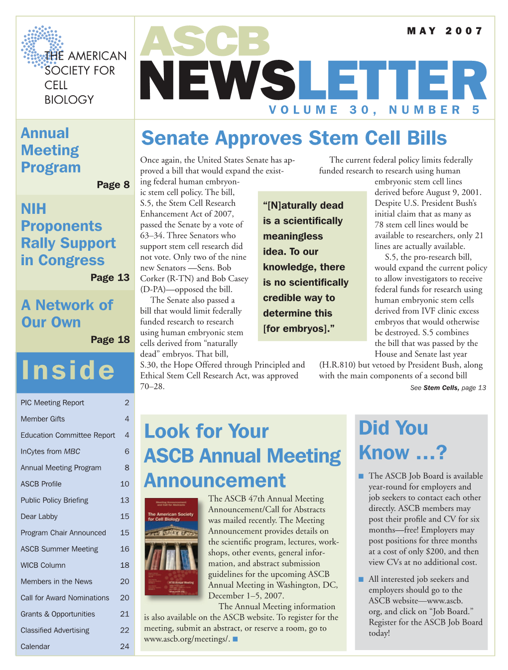 May 2007 ASCB Newsletter