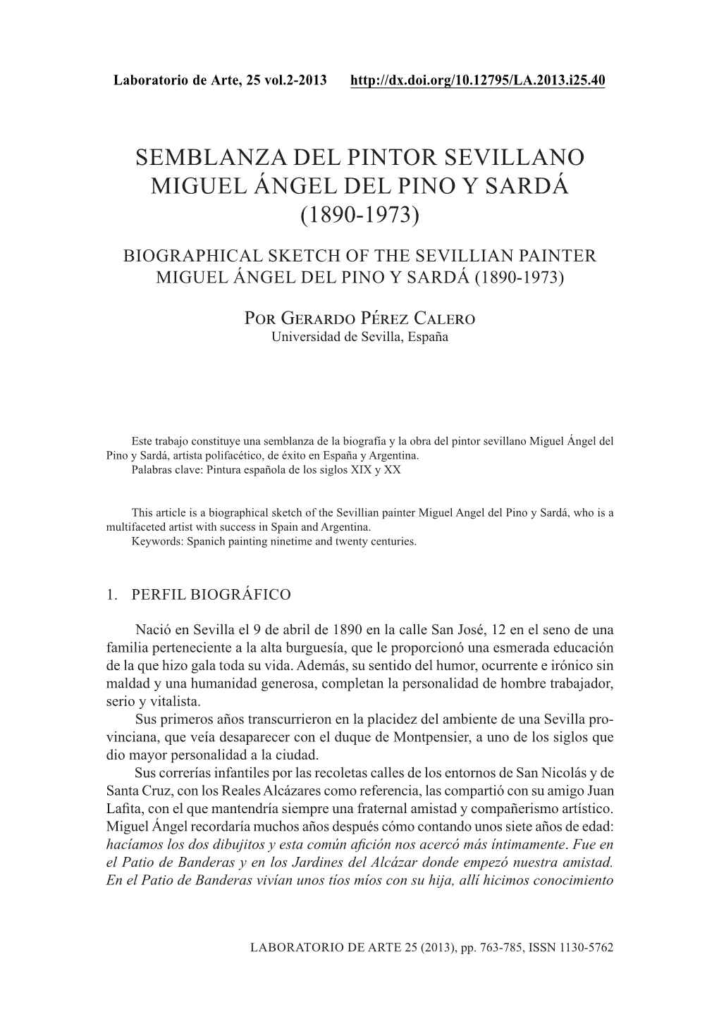 Semblanza Del Pintor Sevillano Miguel Ángel Del Pino Y Sardá (1890-1973) 763