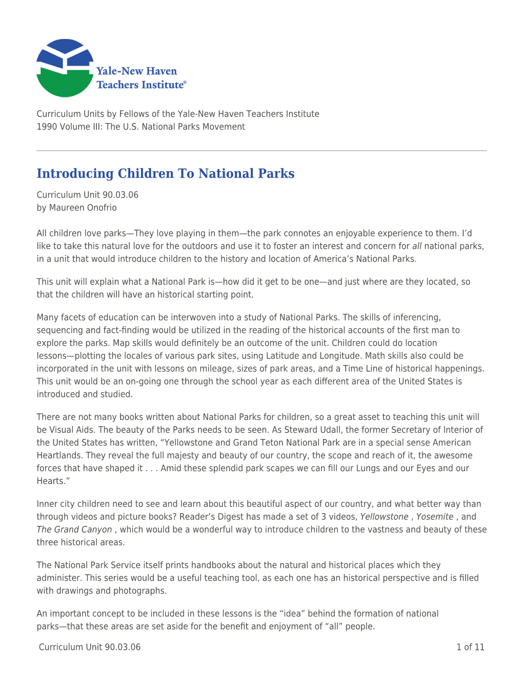 Introducing Children to National Parks
