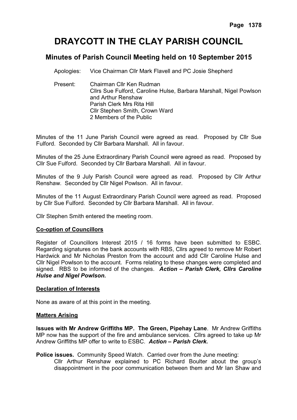 Draycott in the Clay Parish Council