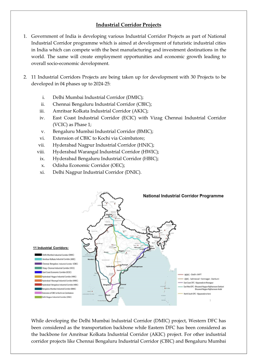 Industrial Corridor Projects