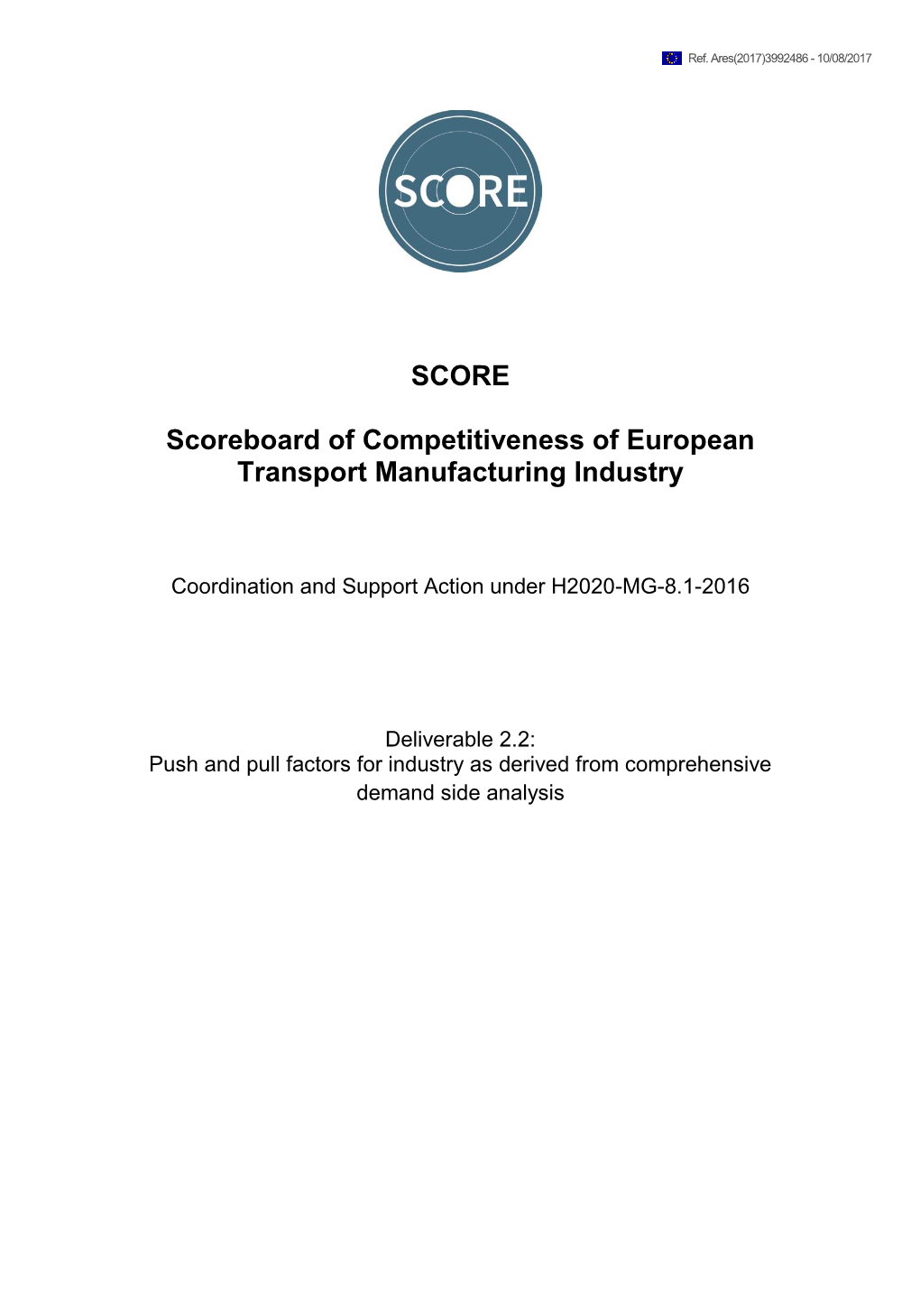 SCORE Scoreboard of Competitiveness of European