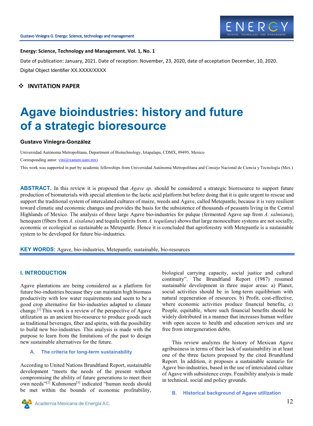 Agave Bioindustries: History and Future of a Strategic Bioresource