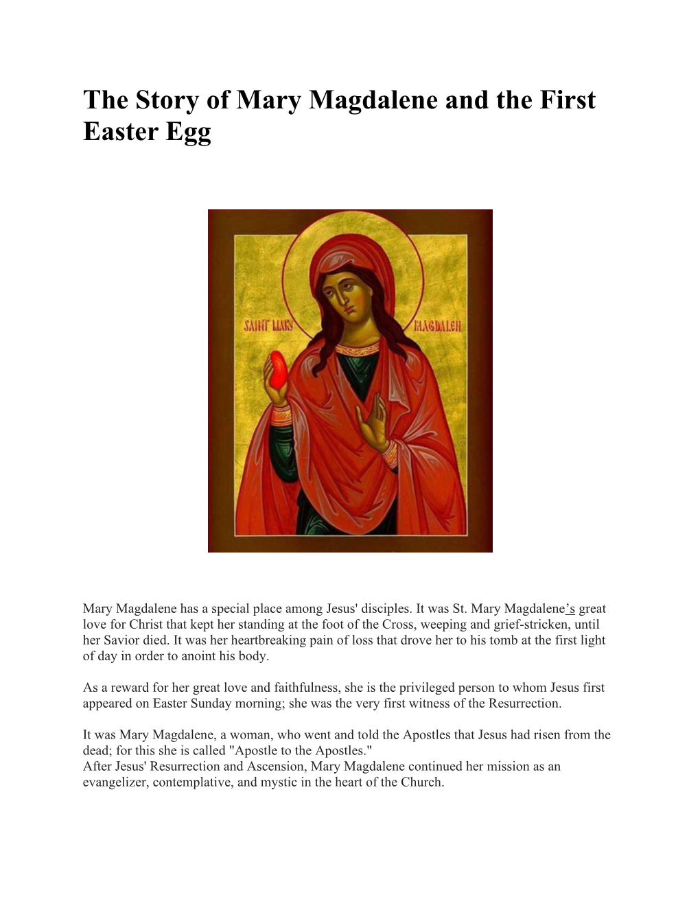 The Story of Mary Magdalene and the First Easter Egg