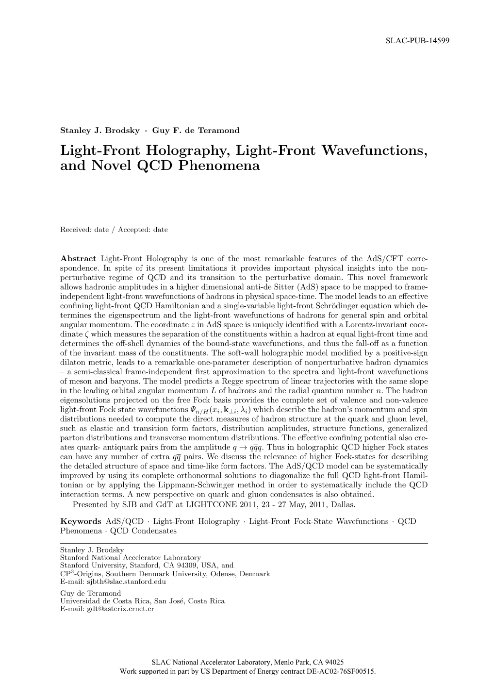 Light-Front Holography, Light-Front Wavefunctions, and Novel QCD Phenomena