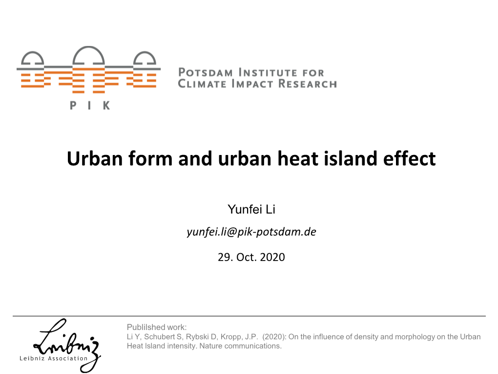 Urban Form and Urban Heat Island Effect