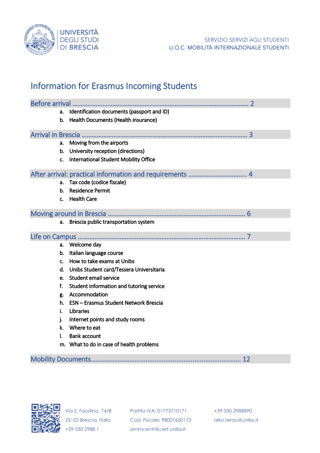 Information for Erasmus Incoming Students